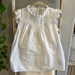 White Cotton Detailed Neckline J Crew Blouse